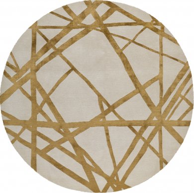 Channels Copper Round Beige/Copper/Bronze Abstract Wool & Silk rug by Kelly  Wearstler