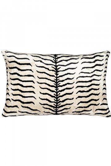 Velvet Ikat Tiger Black Cushion: in-situ image