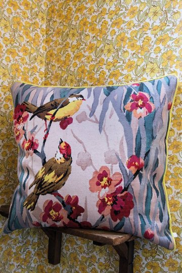 Birdie Blossom Cushion: in-situ image