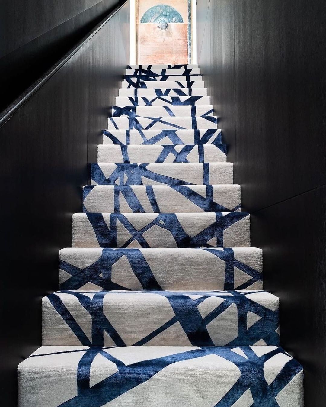 Channels Indigo Staircase Runner by Kelly Wearstler - Project by The Rug Company