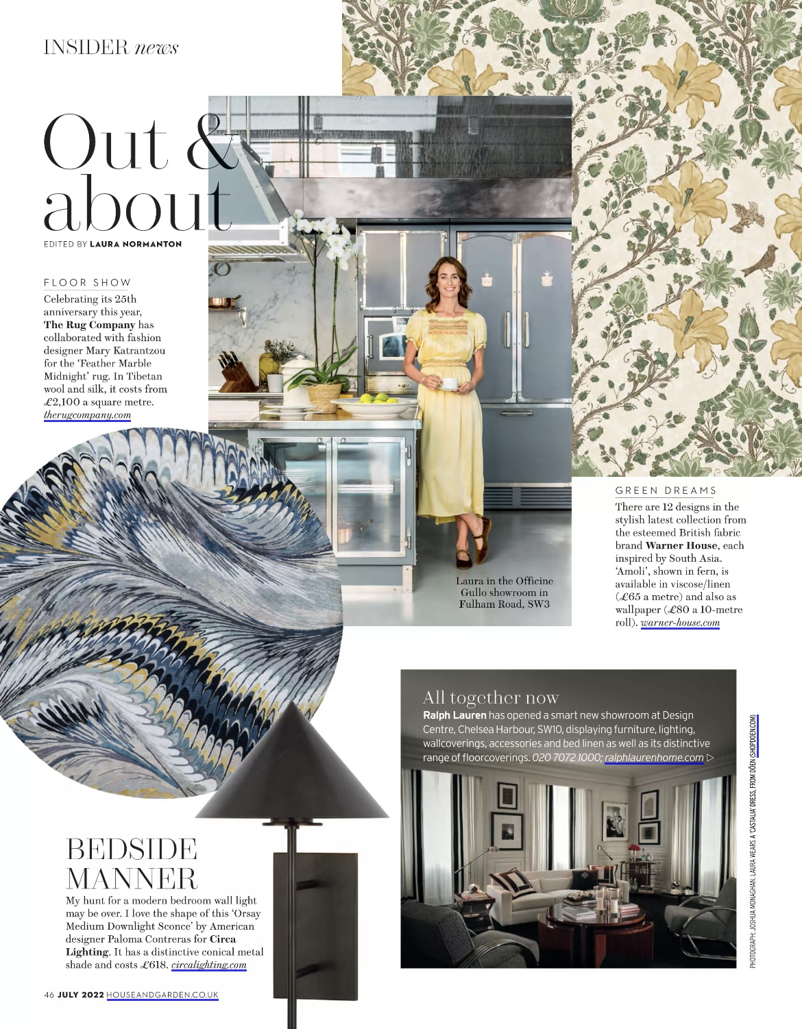 Feather Marble Midnight presented in the House & Garden Magazine July 2022