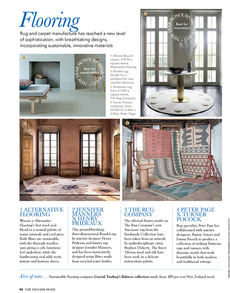 Anemone by Sarabande presented in The English Home Magazine January 2023
